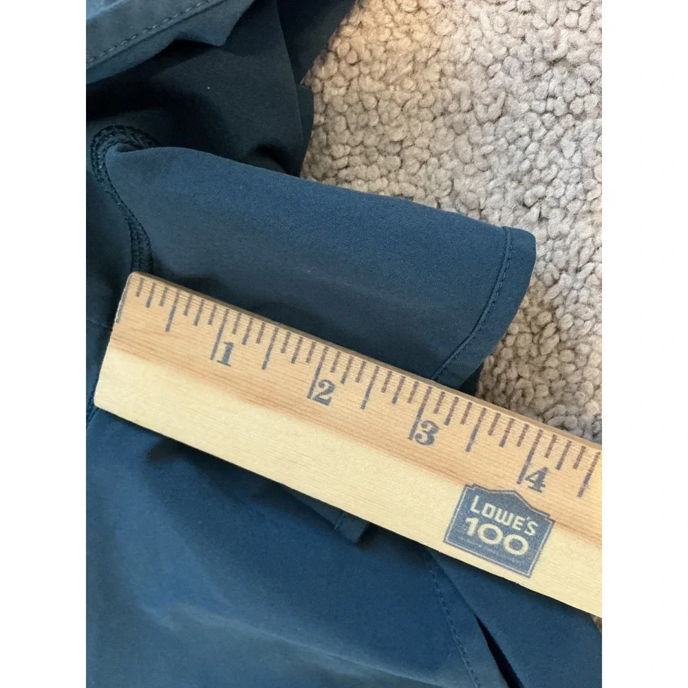 Athleta Womens Mesh Panel Running Shorts Teal Blue Black XL Zipper Pocket